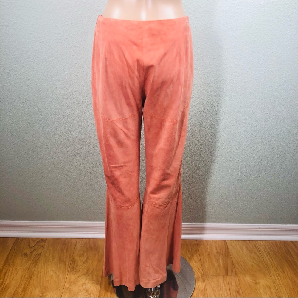 Valentino coral suede flare pants Sz 6 - Picture 6 of 16